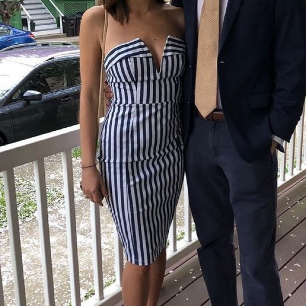 Privy striped midi dress